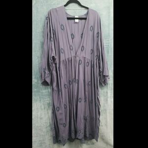 Embroidered Duster Length Cardigan Robe Lounge